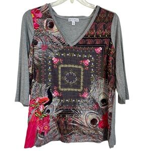 REBECCA MALONE Peacock 3/4 Sleeves Top